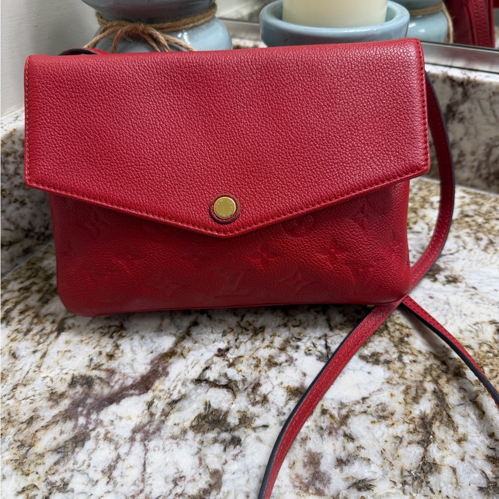 EUC Red Louis Vuitton Monogram Empreinte Twice Crossbody Bag